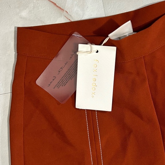 NWT Foxiedox Clay Split Pants Orange Size XS Extra Small Flare Bootcut Split Hem - Picture 9 of 9